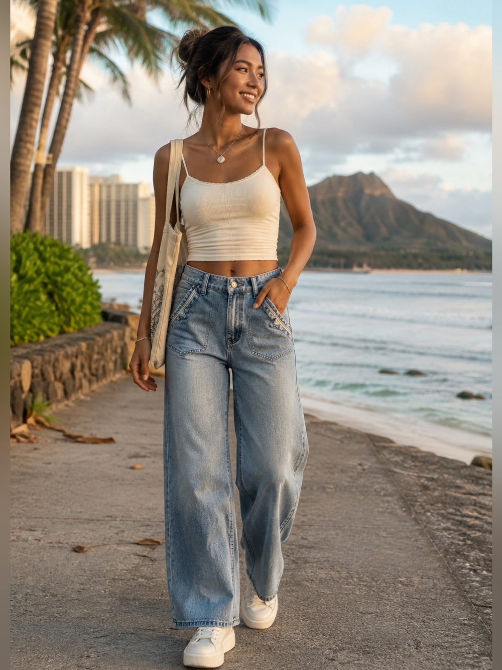 FME Light Wash Wide Leg Jeans – Size Medium